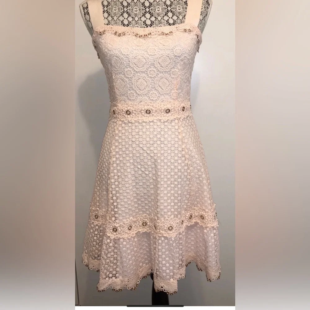 Maje Rosalina Pink Eyelet Lace Grommet Dress NEW 🔥 - Picture 7 of 14